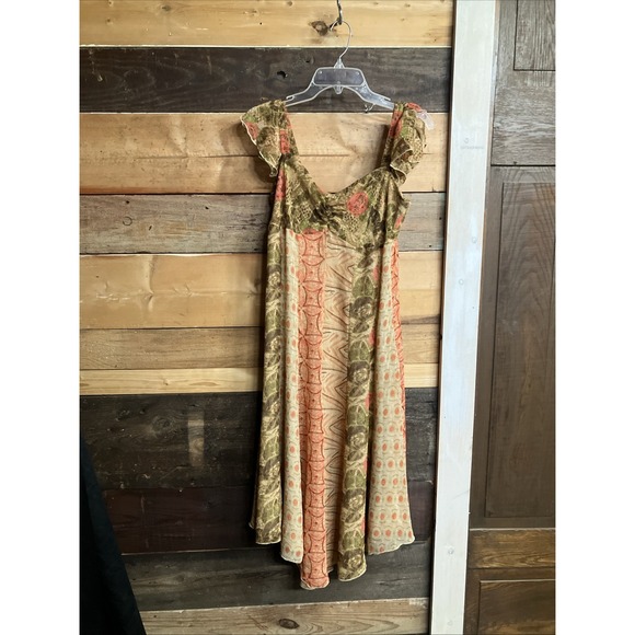 Bandolino Womens Chiffon Midi Dress Size 6 Prairie Romantic Boho Chic Flowy - Picture 1 of 16